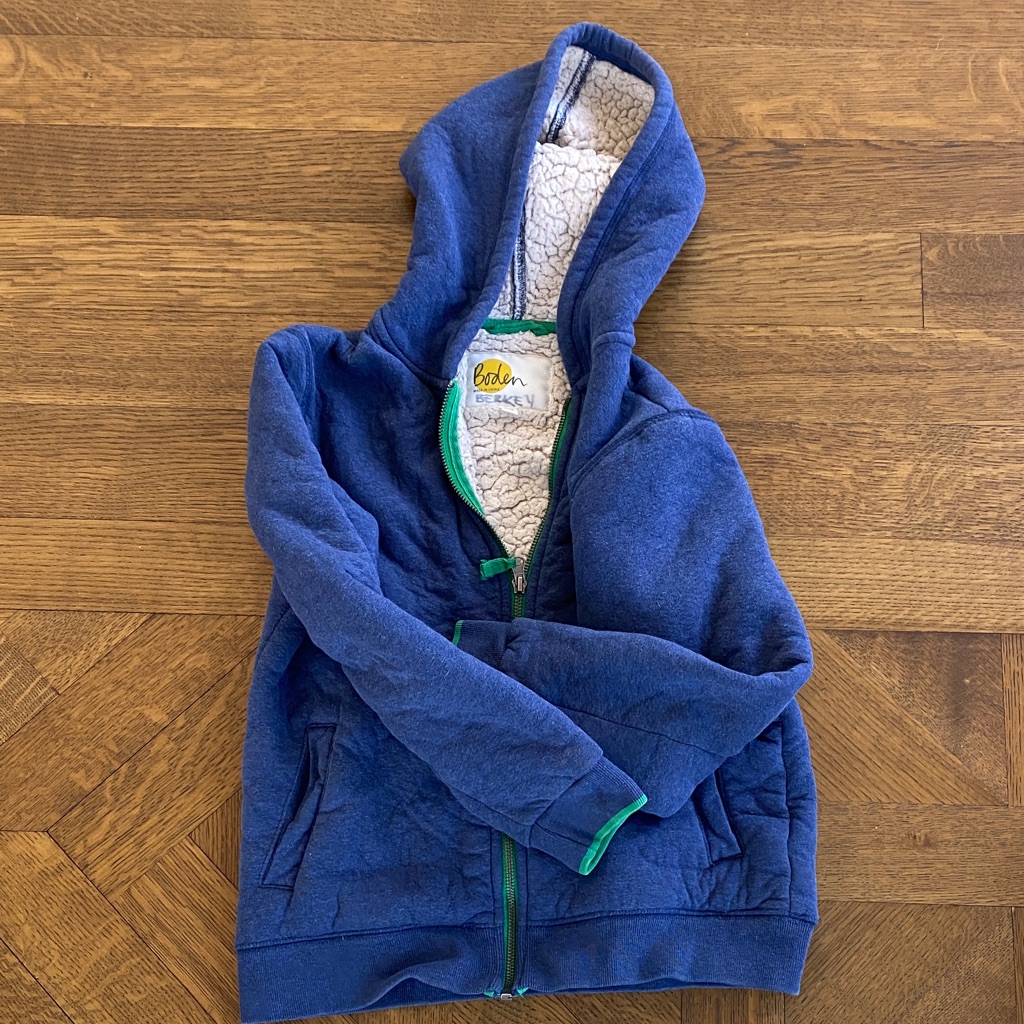 Boden Blue Hoodie With Green Trim